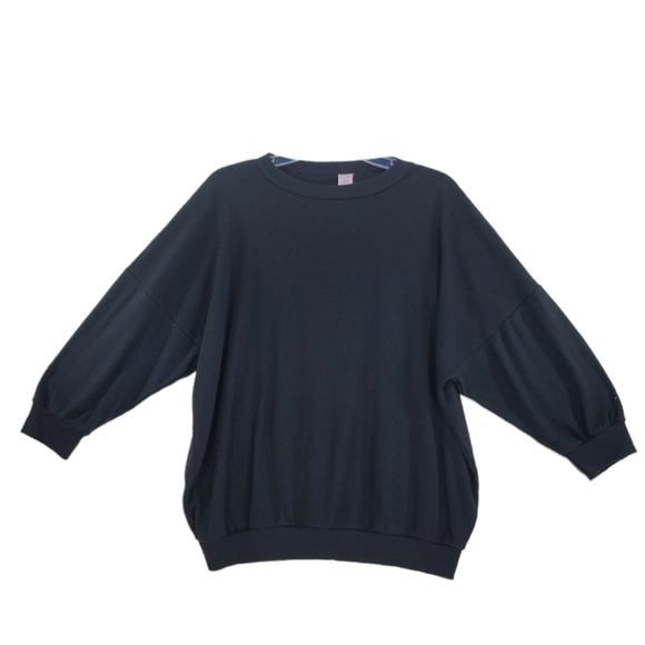 80s USA Sweats Black Sweatshirt Unisex One Size Fits All 3/4 Sleeves VTG USA - Picture 2 of 8